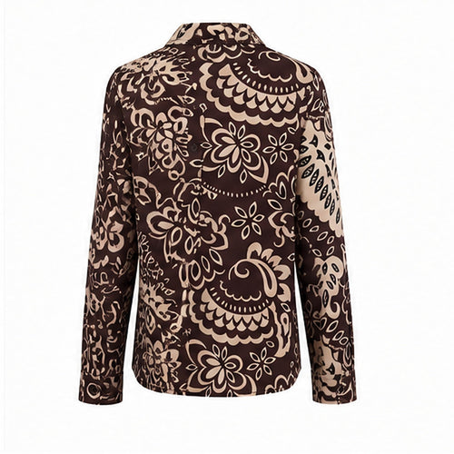 Angelle Milan Travelstof Blouse - Chocoladebruin Crème Botanische Print
