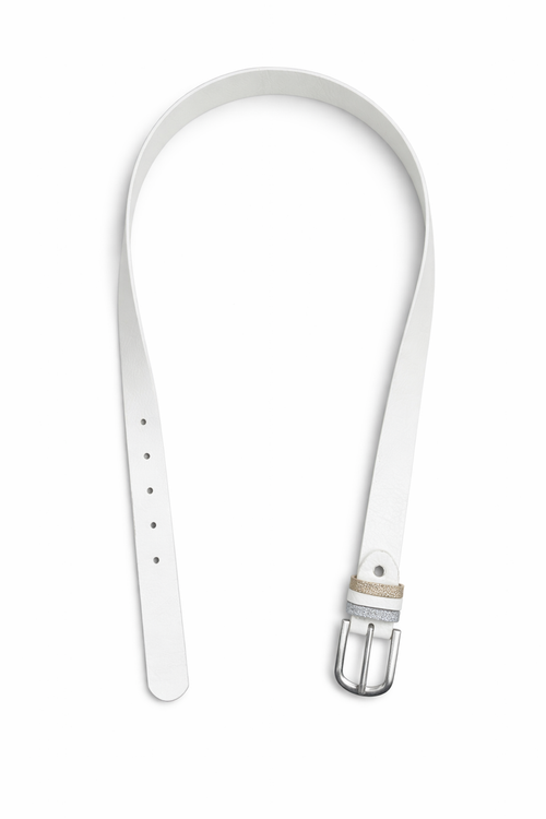 Basic damesriem met zilverkleurige gesp in wit