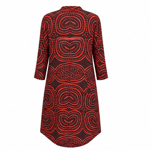 Angelle Milan Travelstof Tuniek - Bordeaux Koraal Grafische Print
