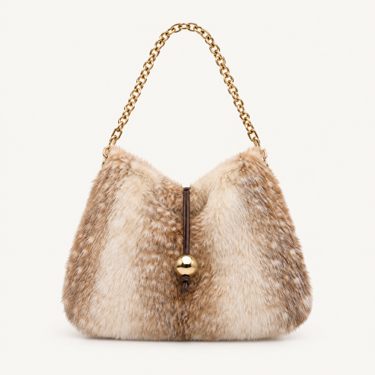 Faux Fur Hertenprint Handtas met Gouden Ketting
