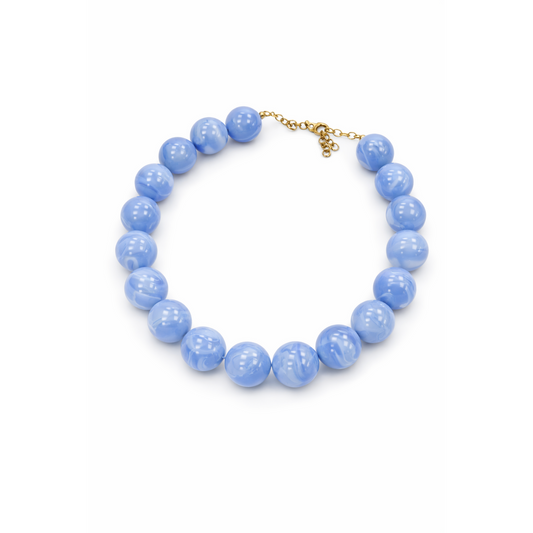 HS Ketting - In 7+ Kleuren - Grote Kralen - Lichtblauw