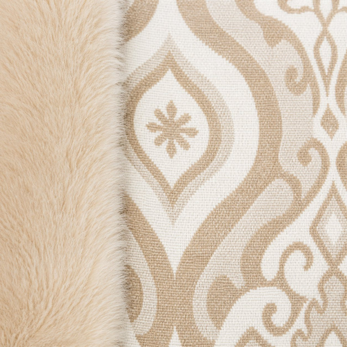 Geometrische Stola met Faux Fur Rand - 60x200 cm