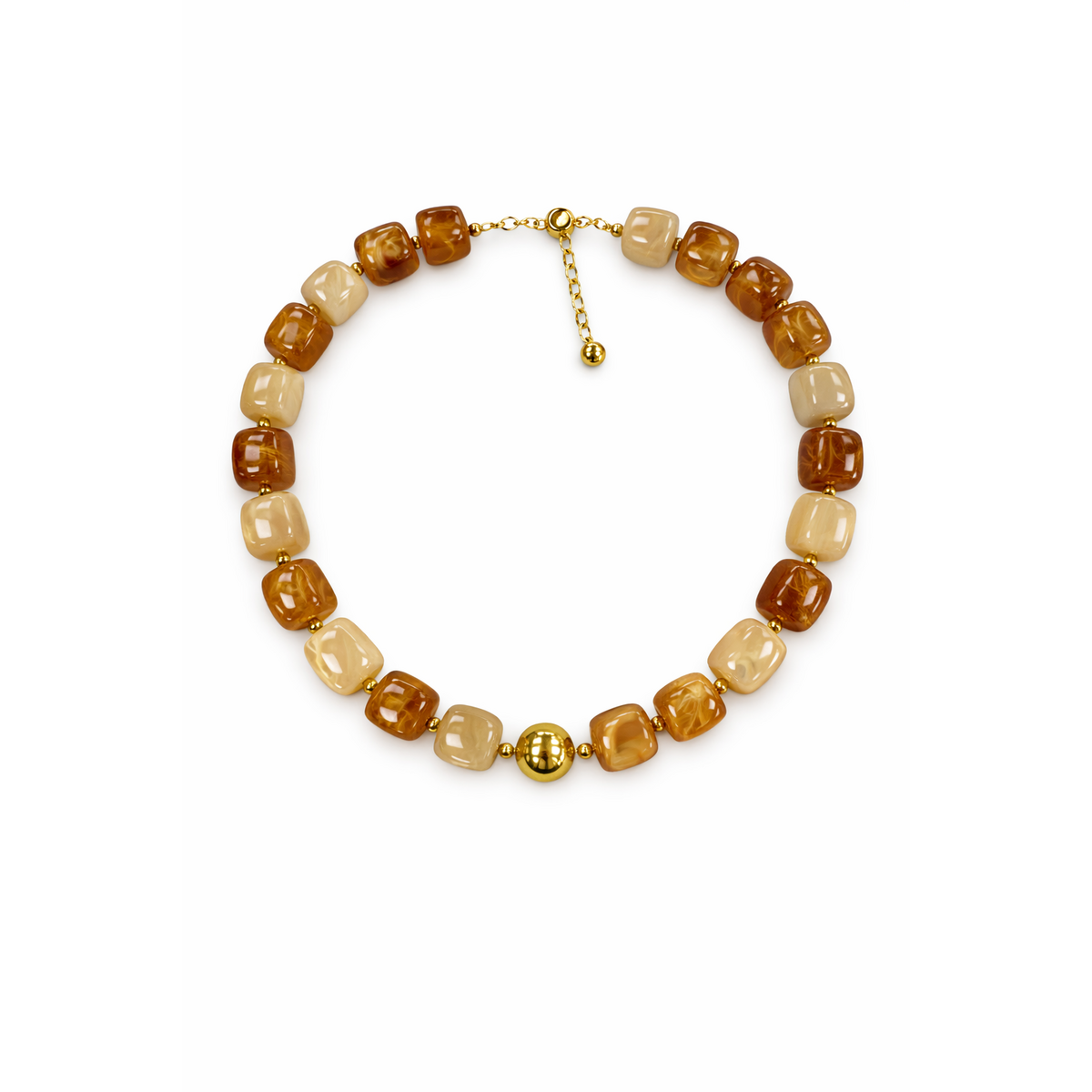 HS Ketting - In 10+ Kleuren - Met Gouden Touch - Multibruin