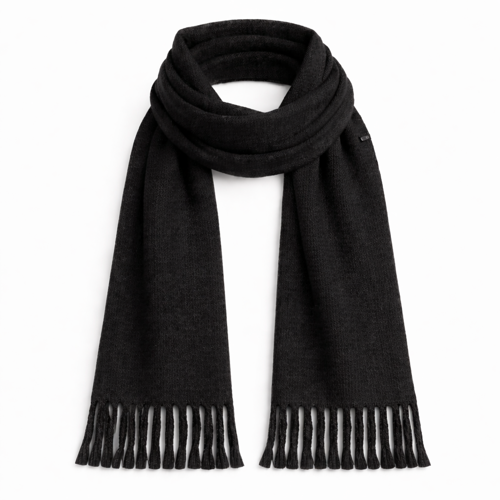 HS Wintersjaal - In 7+ Kleuren - Effen - Wollen look - Zwart