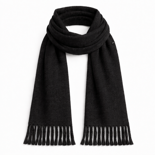 HS Wintersjaal - In 7+ Kleuren - Effen - Wollen look - Zwart