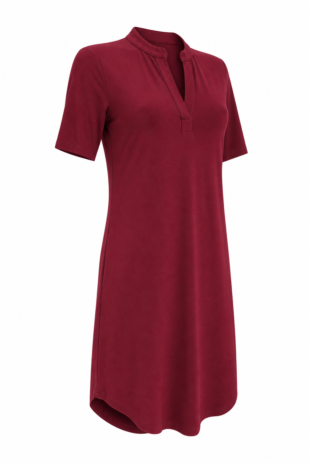 Angelle Milan Travelstof Jurk - Bordeaux Effen