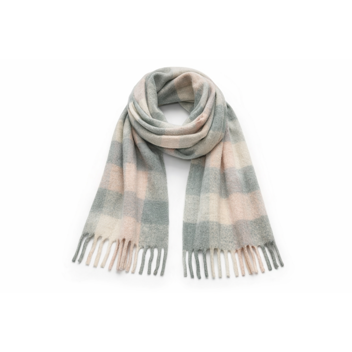 HS Wintersjaal - In 7+ Kleuren - Geblokt - Wollen look - Roze