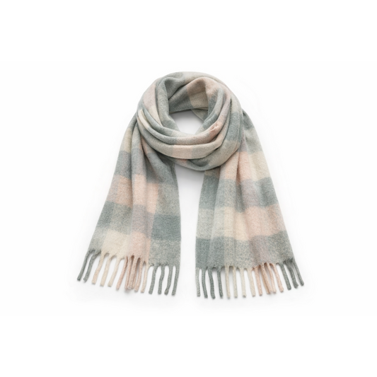 HS Wintersjaal - In 7+ Kleuren - Geblokt - Wollen look - Roze