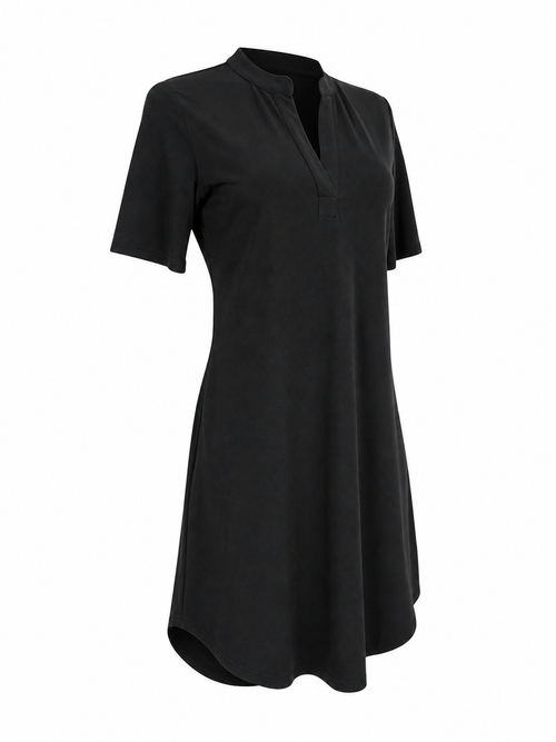 Angelle Milan Travelstof Jurk - Zwart Effen