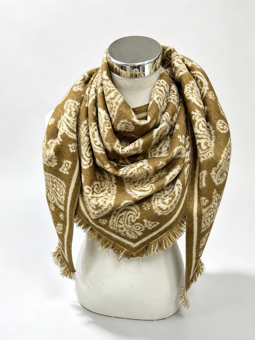 Vierkante Paisley Sjaal met Sierrand en Franjes