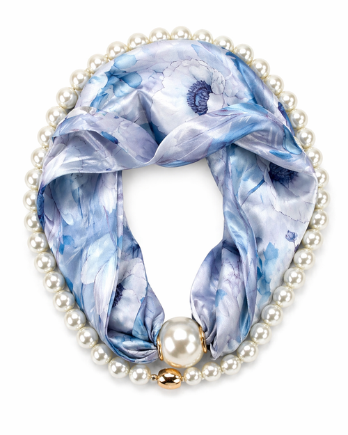 HS Parelsjaal + Ketting - In 9+ Kleuren - Incl. Magneet Parel Ketting! - Blauw