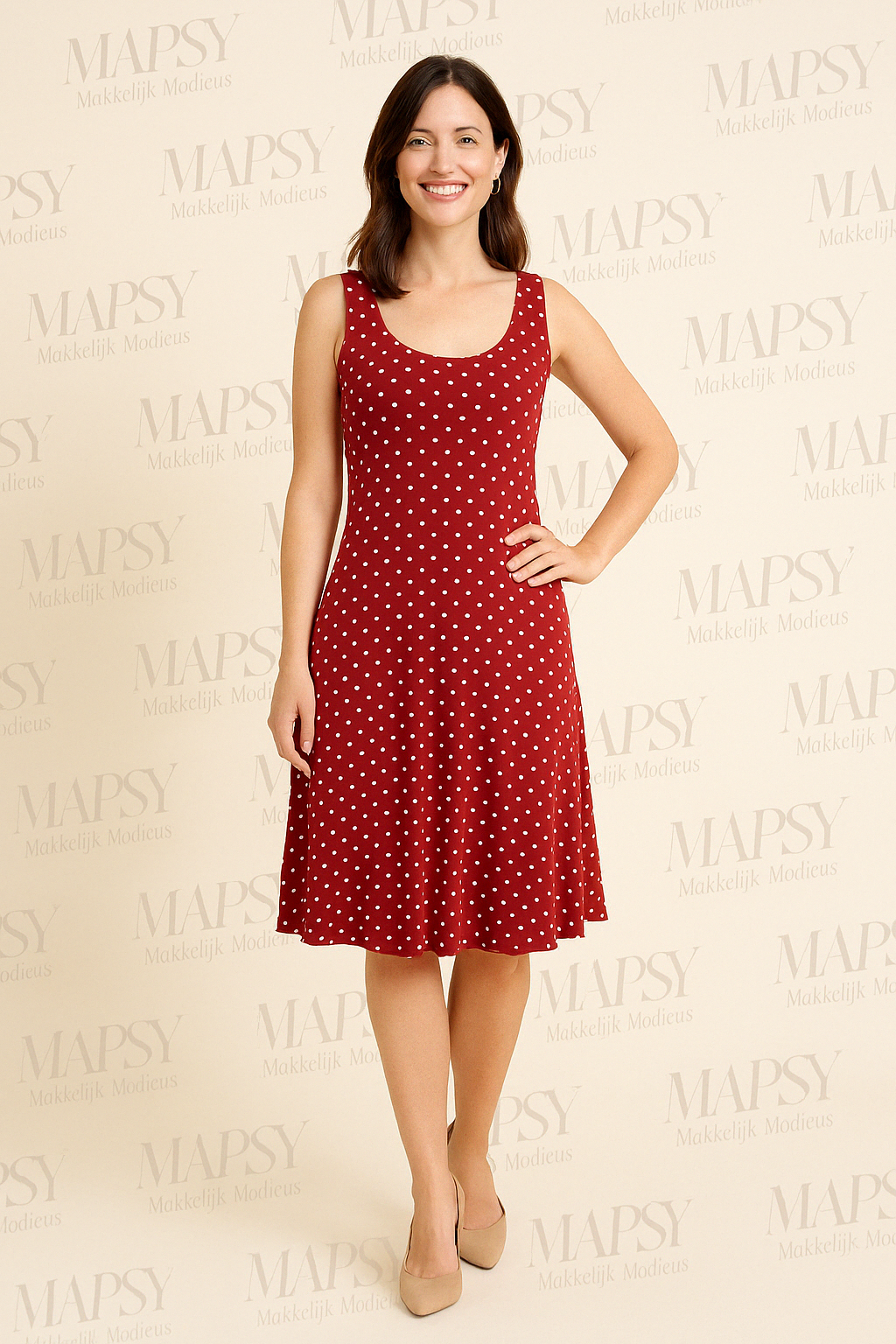 Debbie Morgan Jurk – Rood met Witte Stipjes - Mapsy B.V