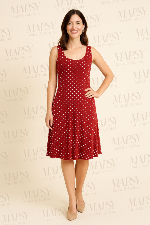 Debbie Morgan Jurk – Rood met Witte Stipjes - Mapsy B.V