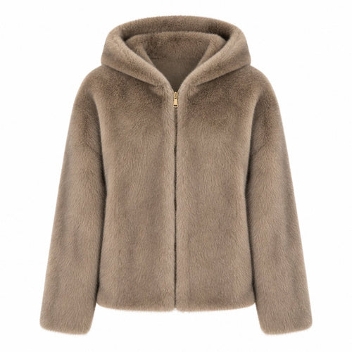 Reversible Jas - Taupe - Faux Fur & Suèdelook - One Size