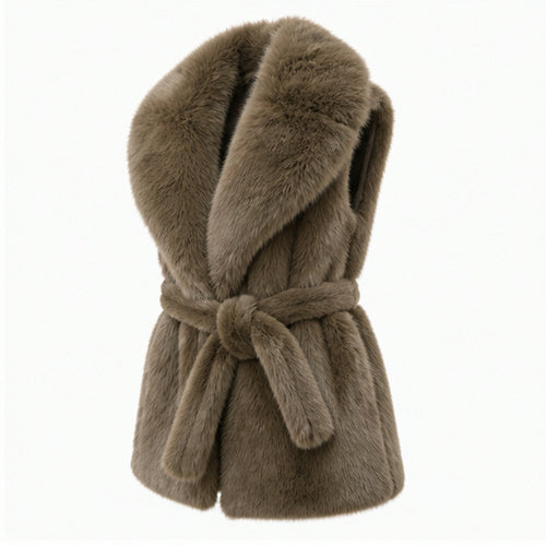 Faux Fur Gilet met Ceintuur - One Size