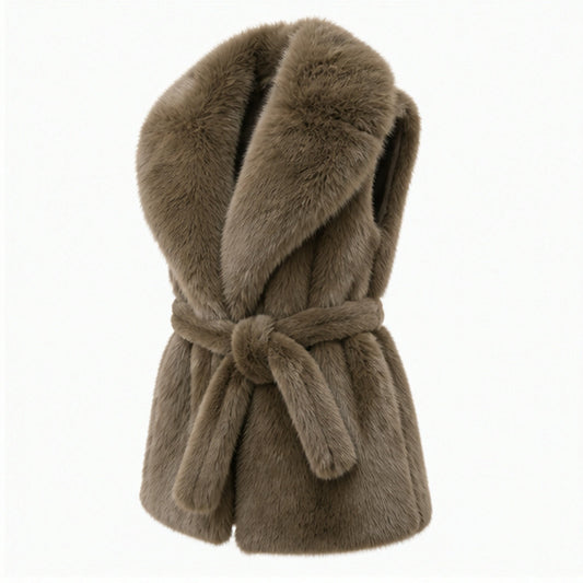 Faux Fur Gilet met Ceintuur - One Size