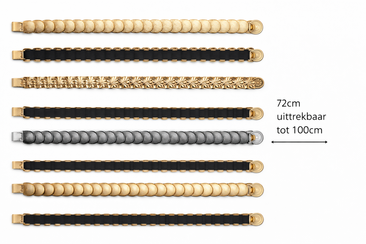 Elastische Tailleriem met Muntschakels – Goud