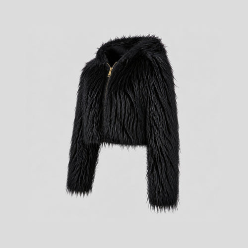 Shaggy Faux Fur Jas met Capuchon - One Size