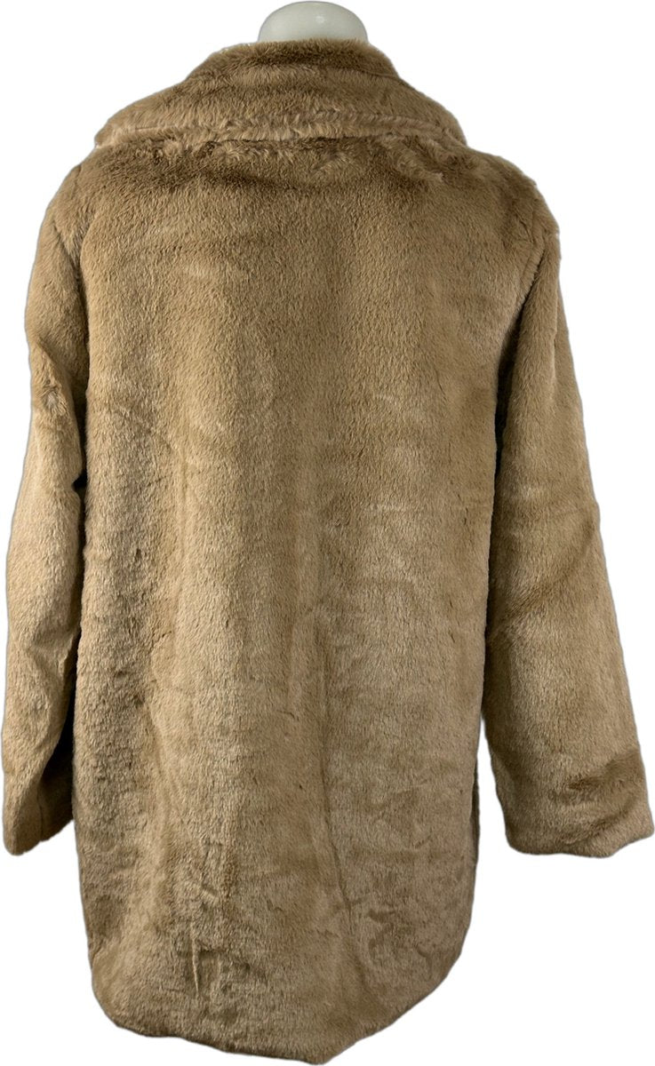 Luxe dames jas van imitatiebont - 100% Acryl, Taupe - Comfortabele en Warme Winterjas - Mapsy B.V