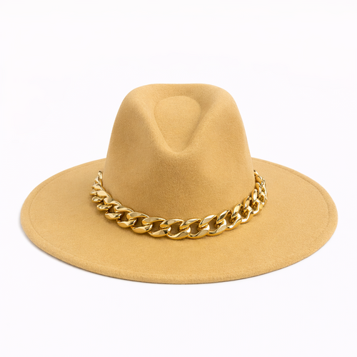 HS Hoed - In 3 Kleuren - Dikke Stevige Stof met Ketting - Beige