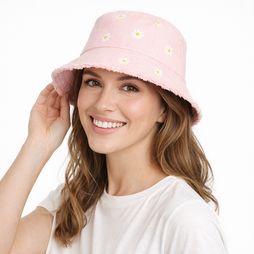 HS Buckethat - Margrietjes - zomerse accessoire - 5 kleuren - MODEL_FRONT