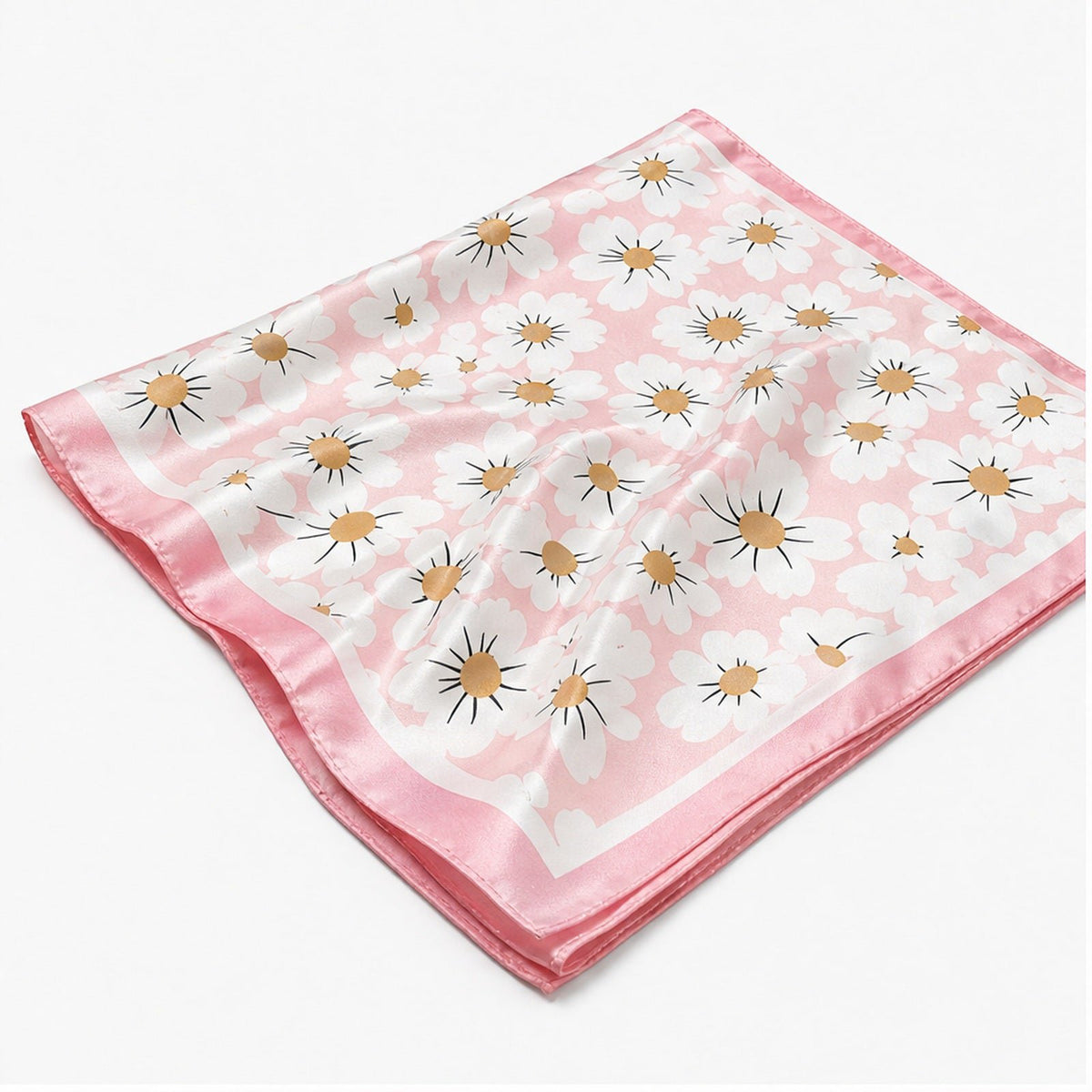 Vierkante Sjaal 70x70 Satijnlook – Madeliefjes