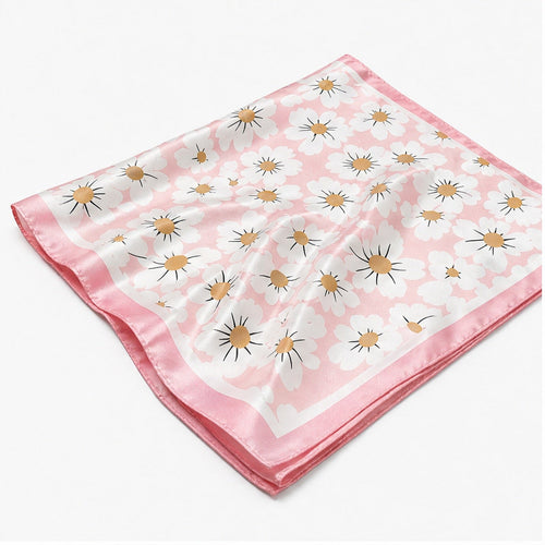 Vierkante Sjaal 70x70 Satijnlook – Madeliefjes