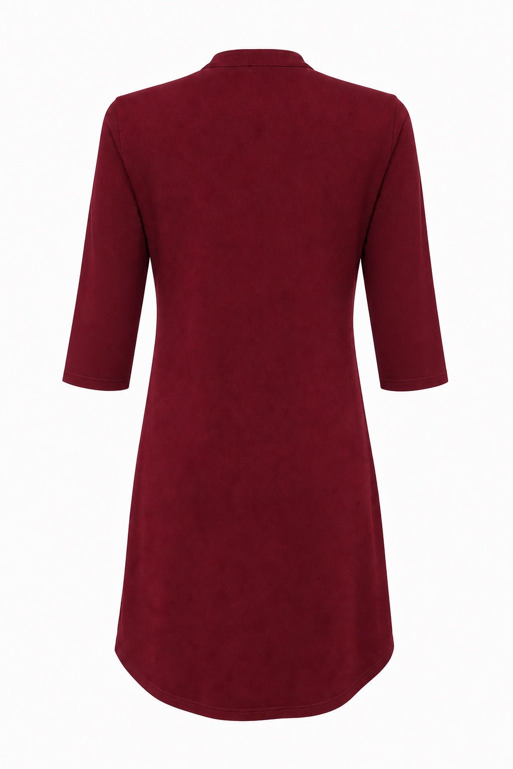 Angelle Milan Travelstof Jurk - Bordeaux Effen - Driekwart Mouw