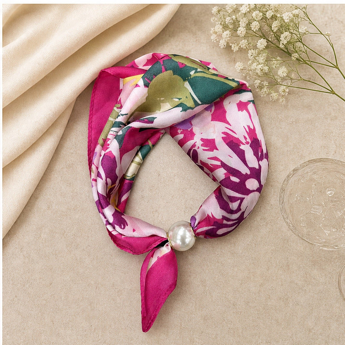 Parelsjaal met Bloemenprint