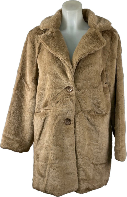 Luxe dames jas van imitatiebont - 100% Acryl, Taupe - Comfortabele en Warme Winterjas - Mapsy B.V