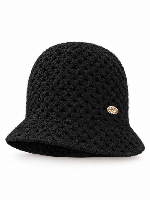 Gehaakte Bucket Hat met Gouden Plaatje