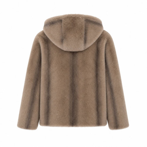 Reversible Jas - Taupe - Faux Fur & Suèdelook - One Size