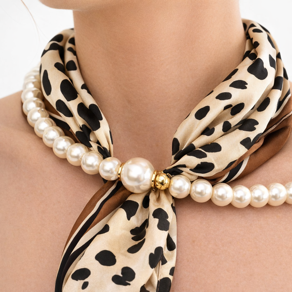 HS Parelsjaal + Ketting - Incl. Magneet Parel Ketting! - 9 kleuren - parel detail - DETAIL