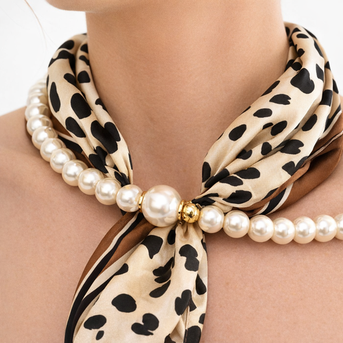 HS Parelsjaal + Ketting - Incl. Magneet Parel Ketting! - 9 kleuren - parel detail - DETAIL