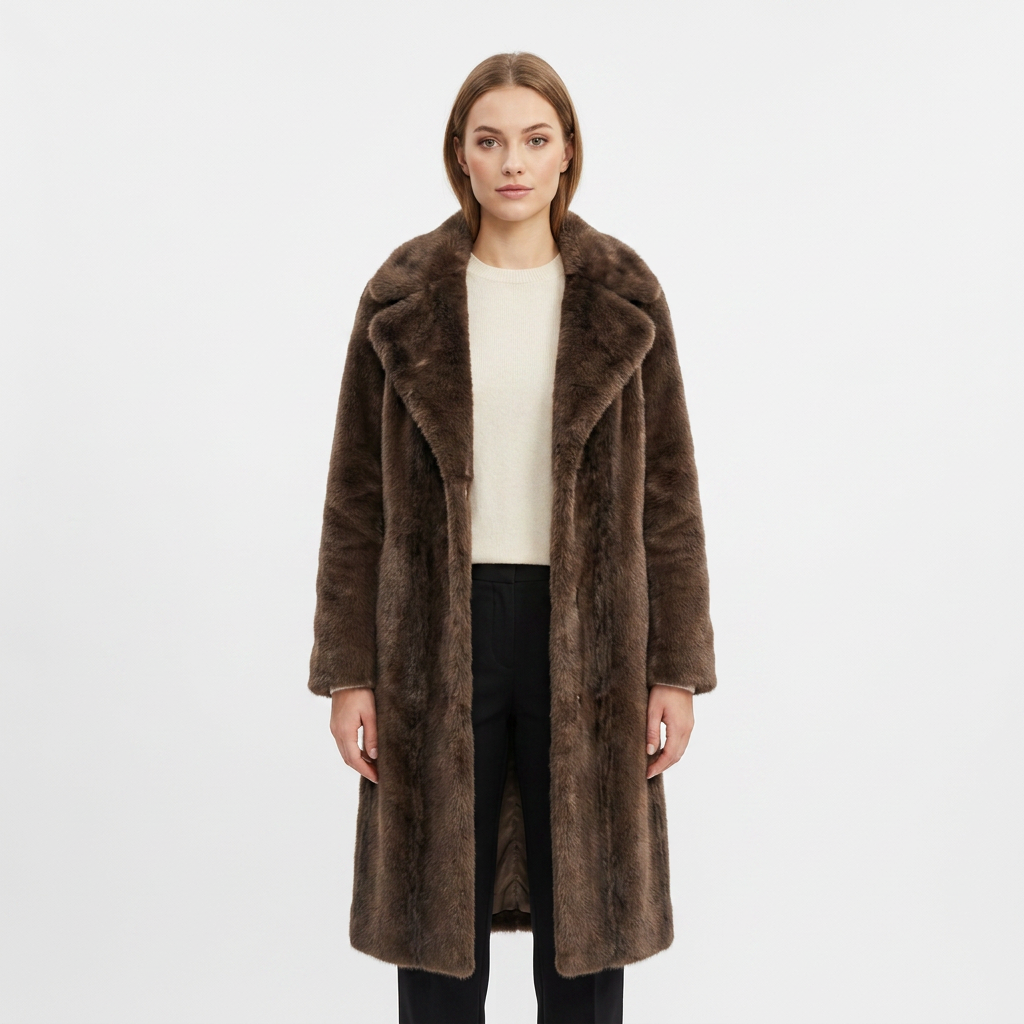 Faux Fur Jas - Bruin