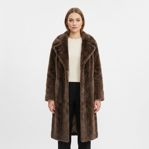 Faux Fur Jas - Bruin