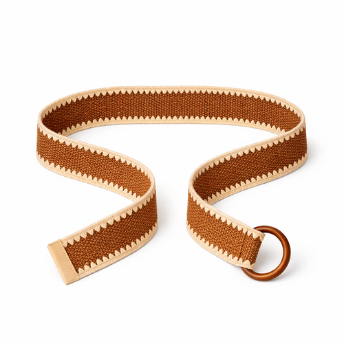 HS Riem - Kartelprint met Houten Gesp - verstelbare pasvorm - 3 kleuren - BACK