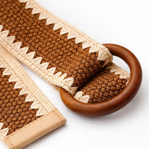 HS Riem - Kartelprint met Houten Gesp - verstelbare pasvorm - 3 kleuren - DETAIL