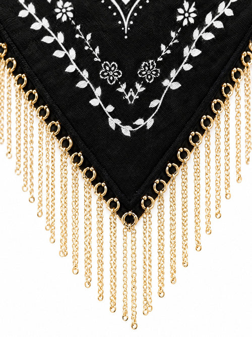 Bandana Sjaal Paisley met Gouden Kettingfranje