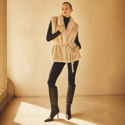 Faux Fur Gilet met Ceintuur - One Size