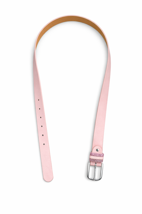 Basic damesriem met zilverkleurige gesp in lichtroze