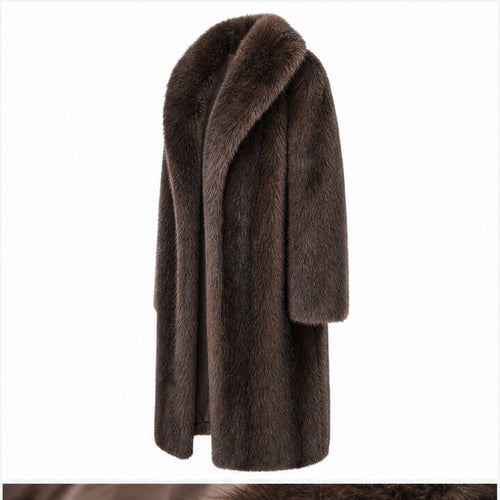 Lange Faux Fur Jas - One Size - Donkerbruin & Camel