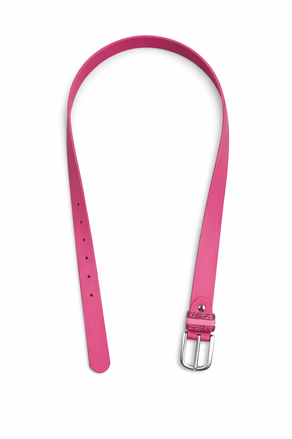 Basic damesriem met zilverkleurige gesp in fuchsia