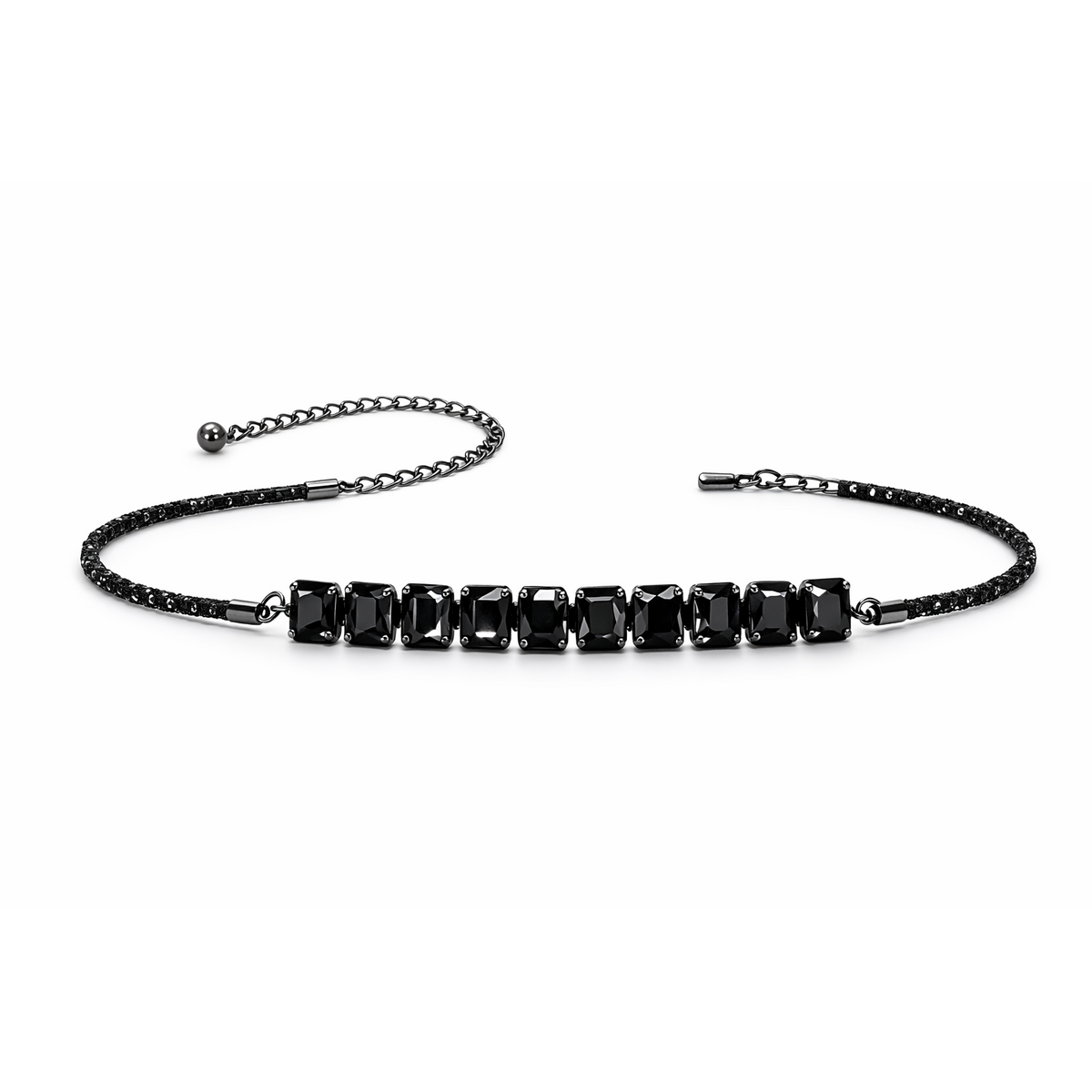 HS Riem - In 4 Kleuren - One Size Metalen Riem met Glas - Zwart