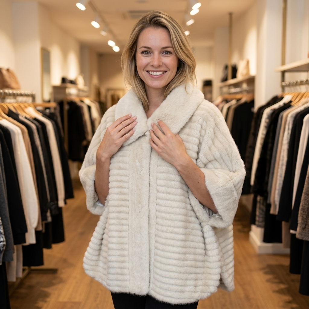 Faux Fur Poncho – Model 41091