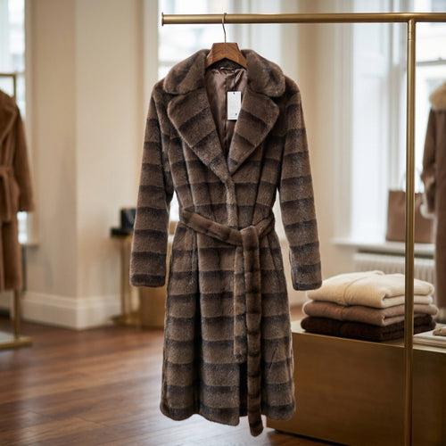 Lange Faux Fur Jas - Ceintuur