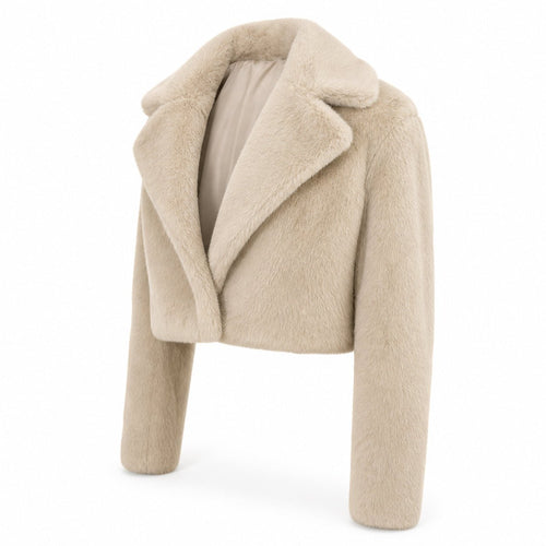 Faux Fur Jas Kort - One Size - Zwart & Beige