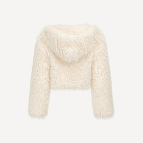Shaggy Faux Fur Jas met Capuchon - One Size