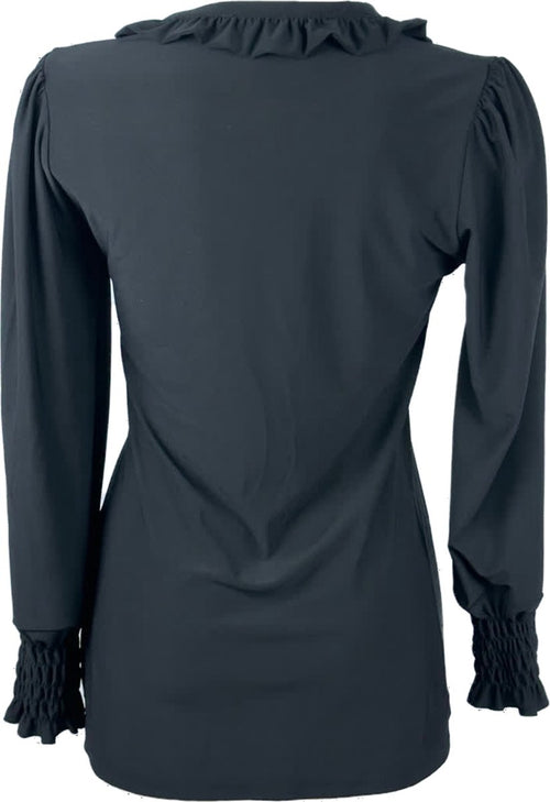 Royal Style – travelstof blouse – Zwarte blouse – Ademend – Kreukvrij – Duurzame Blouse - Mapsy B.V