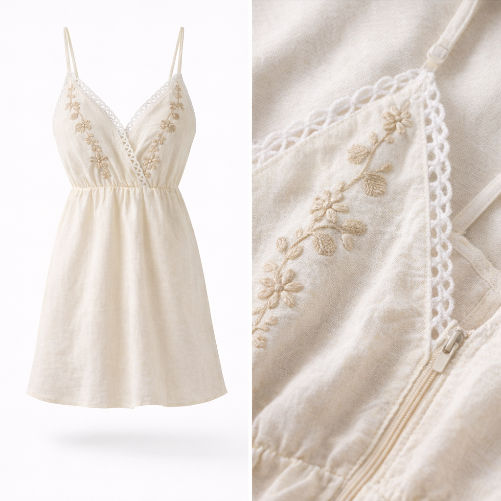 HS Zomerjurkje - Luchtig - Free Size - comfortabele pasvorm - 2 kleuren - DETAIL